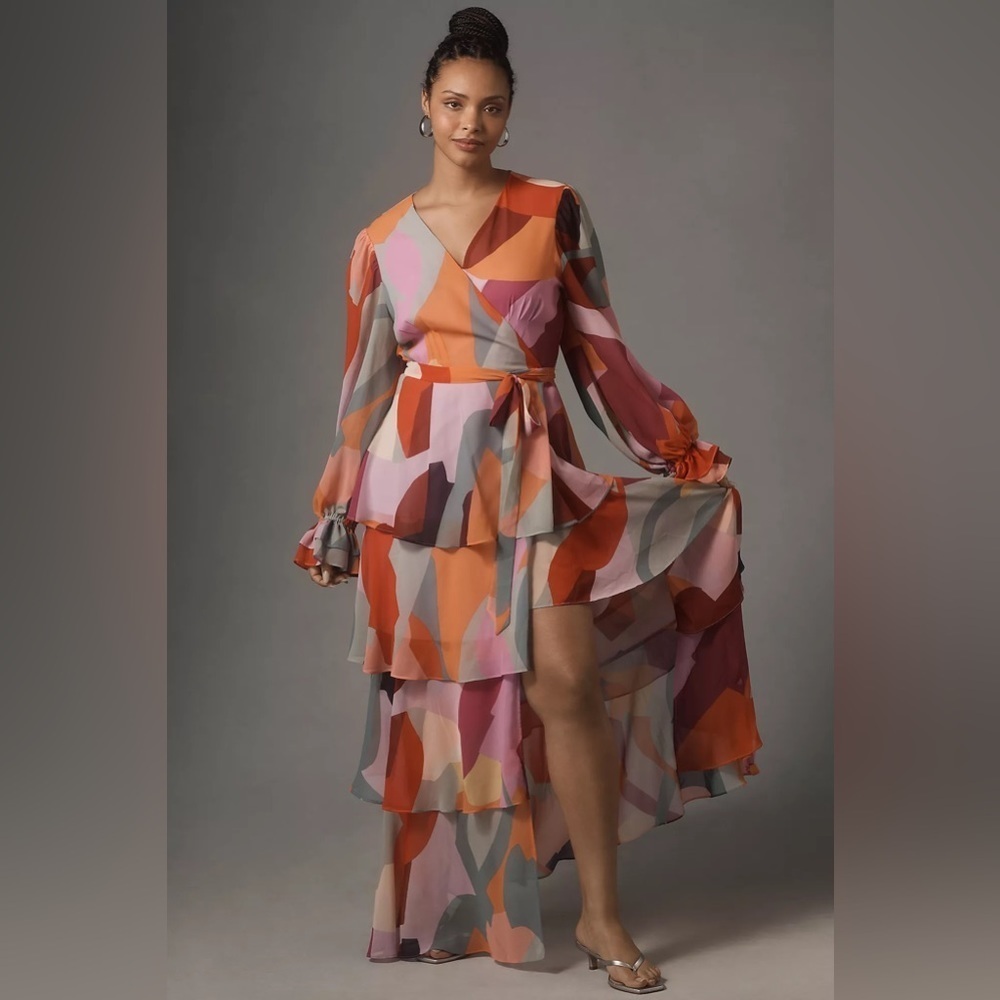 NWT Hutch Long-Sleeve V-Neck Wrap Maxi Dress